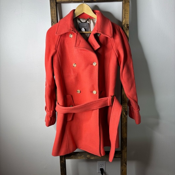 J. Crew Jackets & Blazers - J. Crew Stadium Cloth Coral Wool Belted Peacoat Size 6